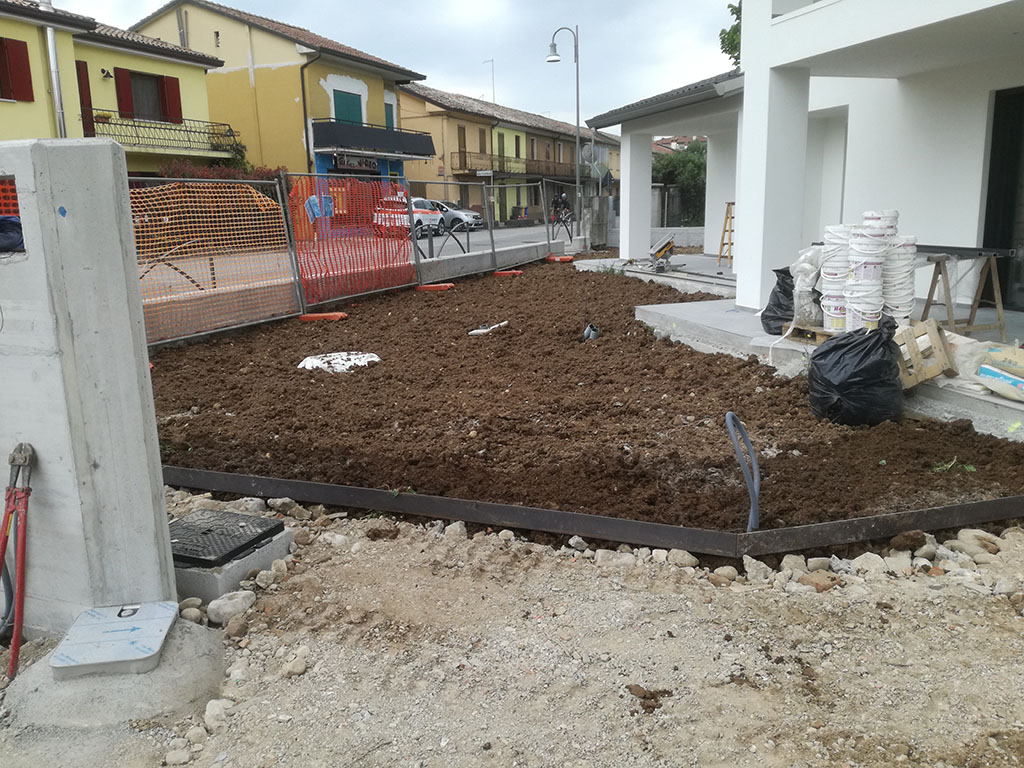 foto realizzazione siepe e prato a rotoli per un giardino a cornuda foto 1